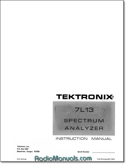 Tektronix 7L13 Instruction Manual Tektronix 7L13 Instruction Manual